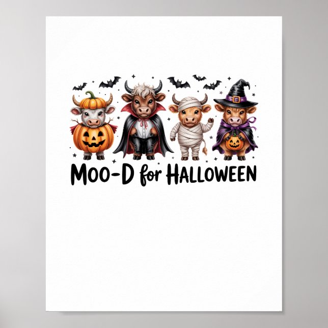 Póster Temporada espeluznante de Highland Cow Halloween ( (Frente)