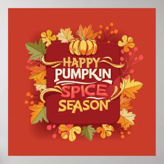 Póster Temporada feliz de especias de calabaza