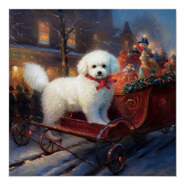 Póster Temporada festiva de los Navidades Bichon Frise (Anverso)