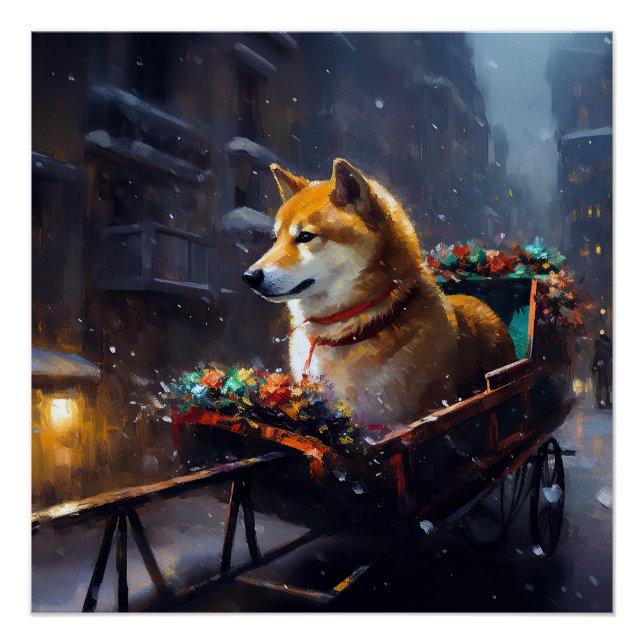 Póster Temporada festiva de los Navidades Inu de Shiba (Anverso)