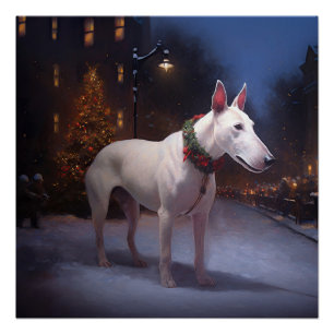 Póster Temporada Festiva de Navidad del Bull Terrier