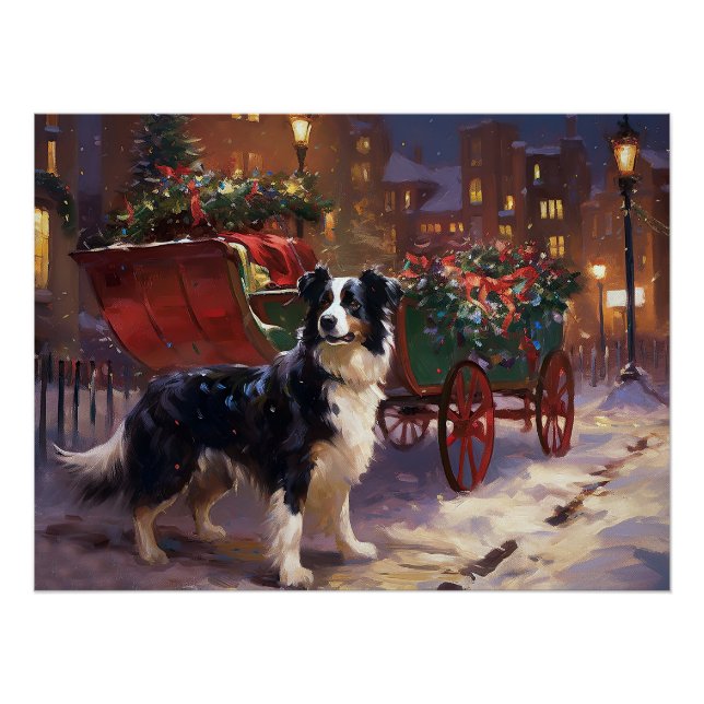 Póster Temporada festiva de Navidades de Border Collie (Anverso)