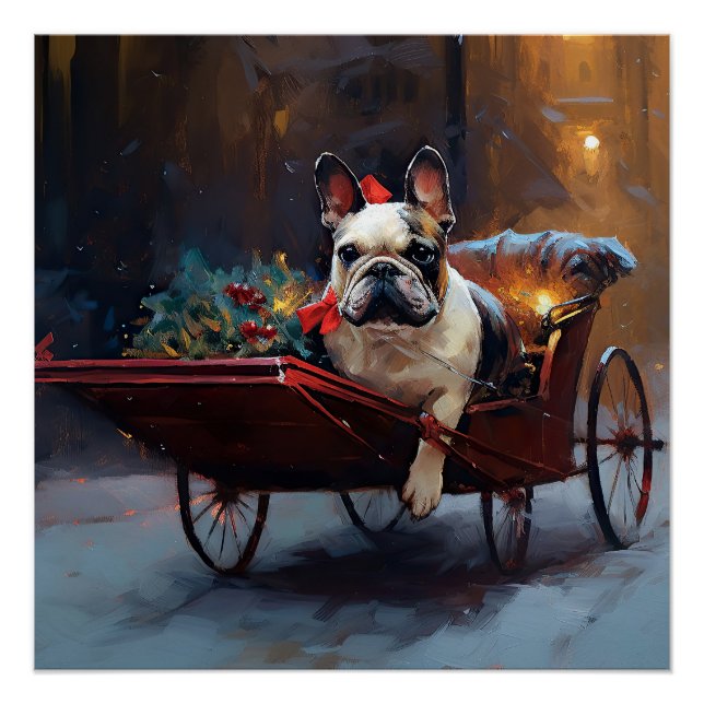 Póster Temporada festiva de Navidades de Bulldog francese (Anverso)