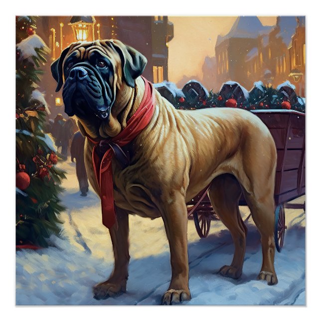 Póster Temporada festiva de Navidades de bullmastiff (Anverso)