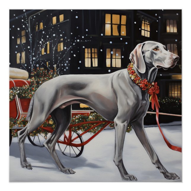 Póster Temporada festiva de Navidades de Weimaraner (Anverso)