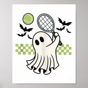 Póster Temporada Retro Spooky de Halloween Ghost Tennis P