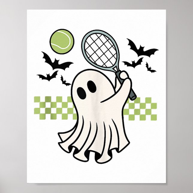 Póster Temporada Retro Spooky de Halloween Ghost Tennis P (Frente)