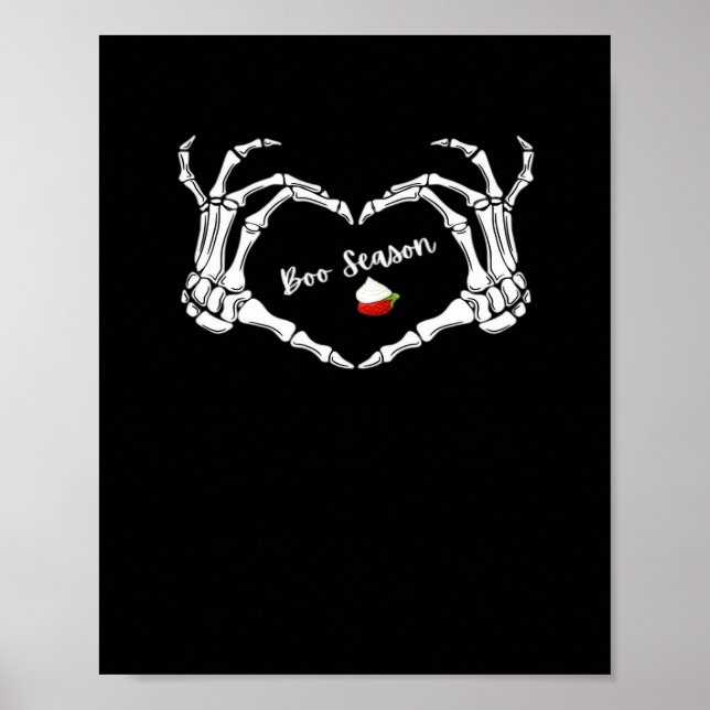Póster Temporada Skeleton Hand Heart Boo Classic (Frente)