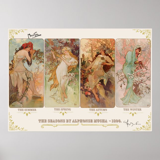 Póster Temporadas de Alphonse Mucha (Frente)