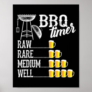 Póster Temporizador genial de barbacoa crudo raro medio b