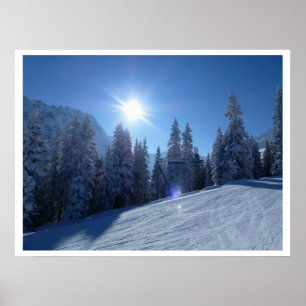 Póster Temprano por la mañana Poster de la pista de esquí