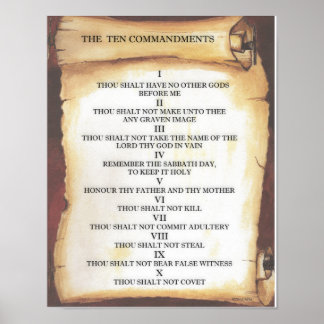 Póster Ten Commandments on Parchment Scroll