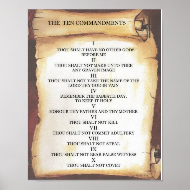 Póster Ten Commandments on Parchment Scroll (Frente)