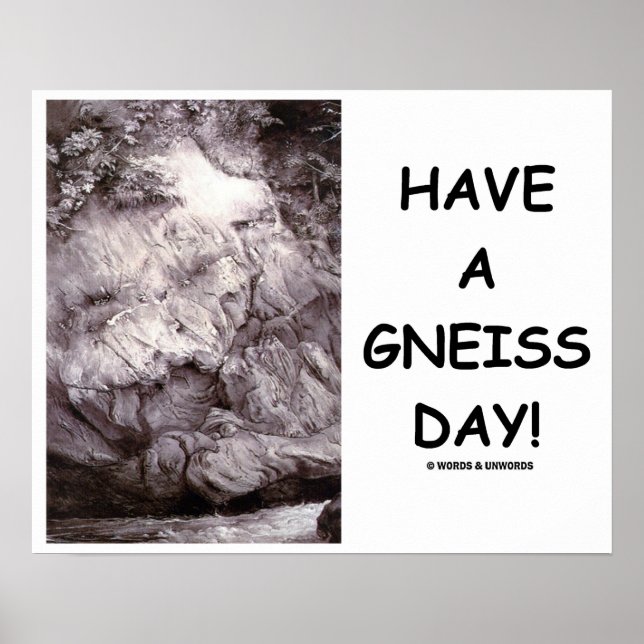 Póster ¡Ten Un Día De Gneiss! Rock genético geológico (Frente)
