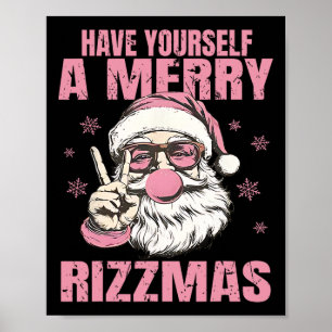 Póster Ten un divertido Rizzmas Funny Pink Santa Ret