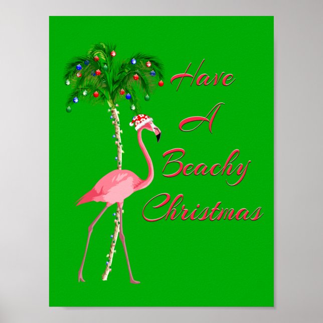 Póster Ten Un Flamingo De Navidades De Playa (Frente)