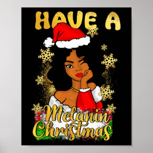 Póster Ten un Melanin Navidad Reina Afroamericana