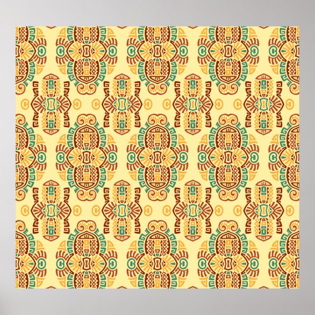 Póster Tendencia de cosecha étnica: mosaico sin foco bohe (Frente)