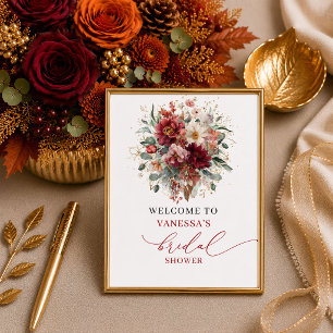 Póster Tendencias cobre boho otoño bienvenida a la ducha