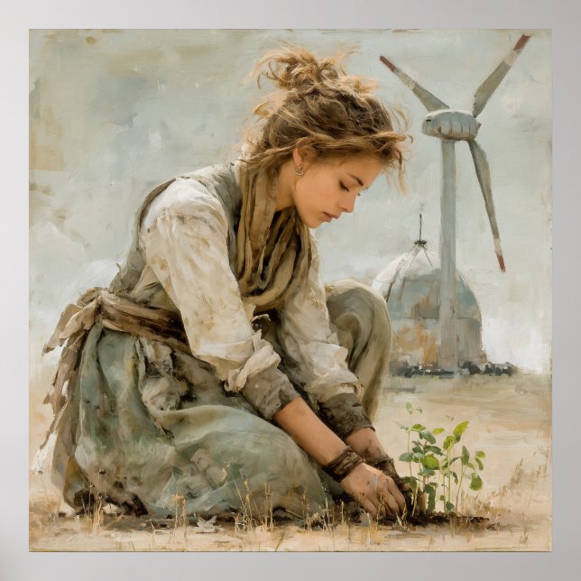 Póster Tender Mañana - Mujer Con Poster De Semillas (Frente)