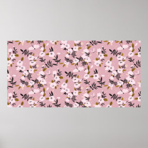 Póster Tender spring cherry blossom on pink 