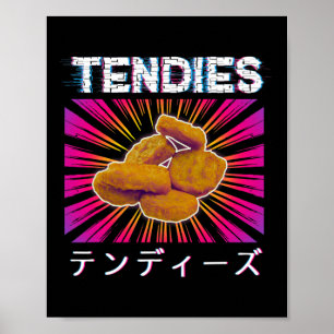 Póster Tendies de vaporwave Pollo Anime 80 Tenders Japón