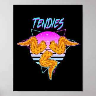 Póster Tendies de vaporwave Tiras de pollo Kanji japonés