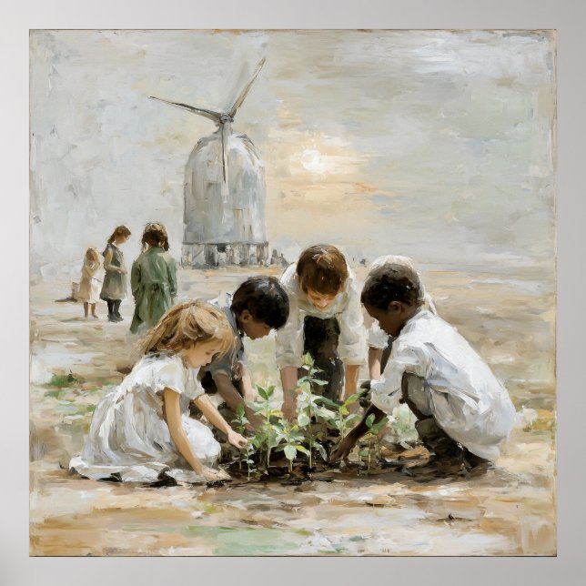 Póster Tending Mañana: Niños en el Jardín (Frente)