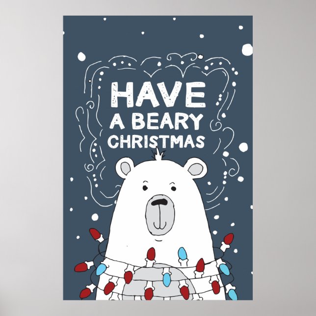 Póster Tener a Navidades beatos Ilustracion de oso polar (Frente)