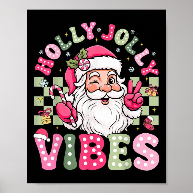 Póster Tener Navidades De Jolly De Xmas Holly Vibes De Co (Frente)