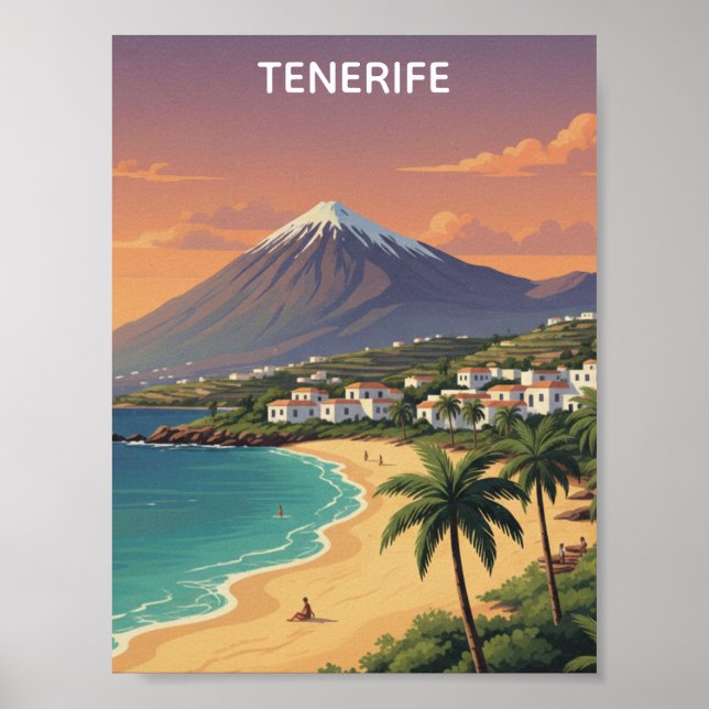 Póster Tenerife Mount Teide Canary Island Vintage Travel (Frente)