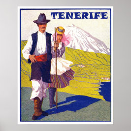 Póster Tenerife, pareja de aldeanos, España, vintage