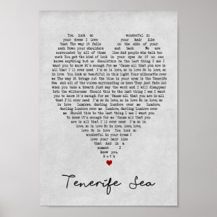 Póster Tenerife Sea Gray Heart Song Lyric Wall Art Print