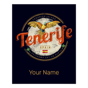 Póster Tenerife y Parrot Islas Canarias España Vintage