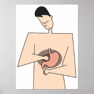 Póster Tenga cuidado con los problemas estomacales.