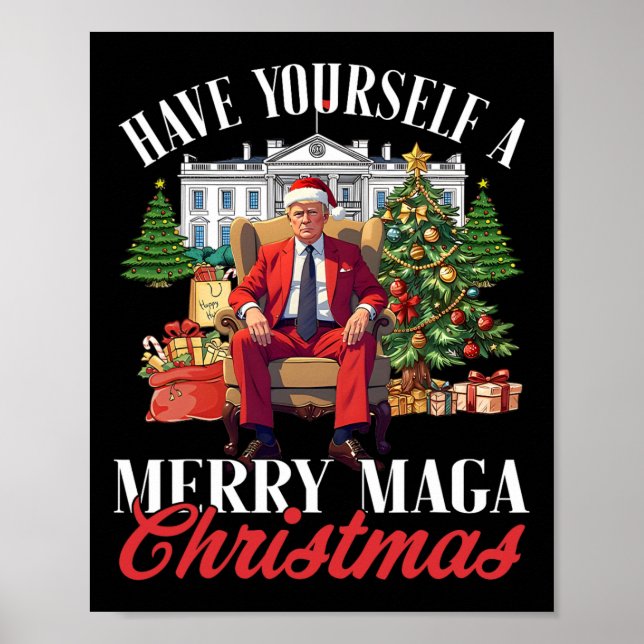 Póster Tenga un mega navidad alegre Santa divertido T (Frente)
