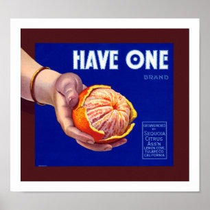Póster Tenga Una Etiqueta De Naranja Vintage