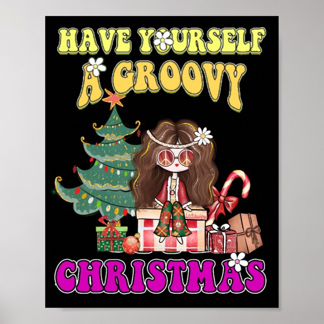 Póster TENGAMOS UN NAVIDAD GRUPO estilo de los 70 gracios (Frente)