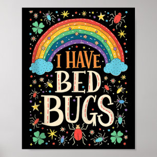 Póster Tengo Bugs De Cama Divertido Inapropiado Retro Ofe