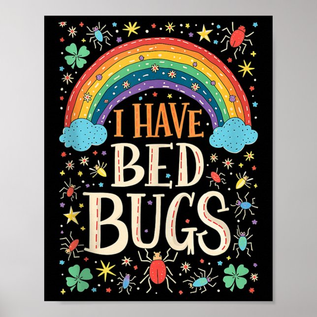 Póster Tengo Bugs De Cama Divertido Inapropiado Retro Ofe (Frente)