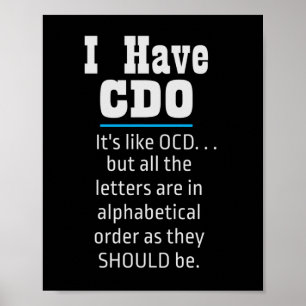 Póster Tengo CDO black Funny OCD Humor