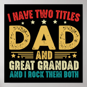 Póster Tengo Dos Títulos Papá Y Gran Abuela Funny