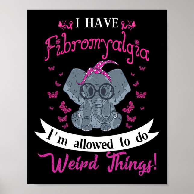 Póster Tengo Fibromialgia Conciencia Flor Elefante Cuidad (Frente)