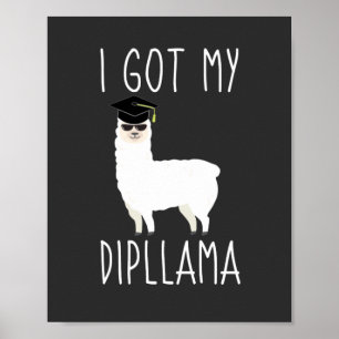 Póster Tengo mi Dipllama Graduada Llama Pun