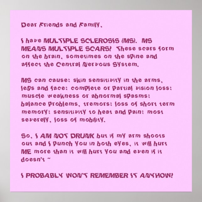 Póster Tengo MÚLTIPLES ESCLEROS. (Frente)