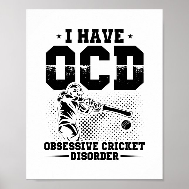 Póster Tengo OCD | Idea de regalo para jugadores de crick (Frente)