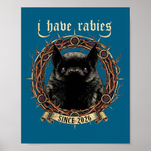 Póster Tengo Rabia Camiseta Humor Oscuro Murciélago Gótic