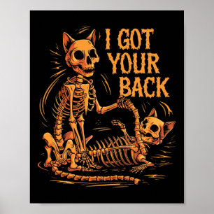 Póster Tengo Tu Ck Funny Halloween Cat Skeleton Skull S