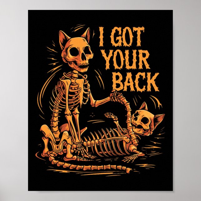 Póster Tengo Tu Ck Funny Halloween Cat Skeleton Skull S (Frente)
