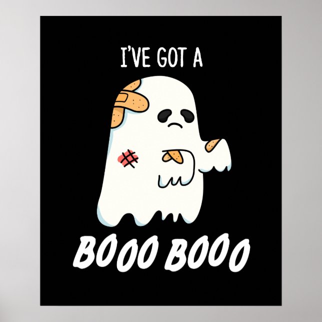 Póster Tengo un Boo Boo Gracioso Ghost Pun Dark BG (Frente)